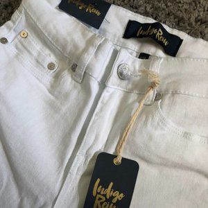 Indigo Rein White Stretch Ankle High Rise Pant